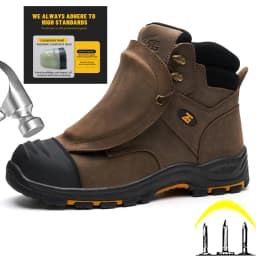 High-Quality Work Boots Men Composite Shoes Genuine Leather Indestructible Shoes Puncture-Proof Safety Shoes Men Boots Security