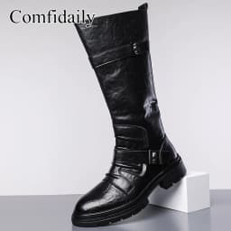 Men's Fashion Motorcycle Boots British Style High-Top Comfortable Soft-Soled Men's Footwear Trendy And Stylish-C1309