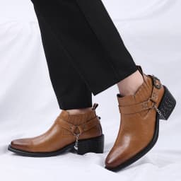 Men Genuine Leather High Heel Height Increase Formal Dress Boots Wedding Banquet Business Comfortable Elevator Cuban Heel Shoes