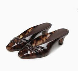 Women Transparent Jelly Mule Heels Peep Toe Clear Kitten Heel Slide Sandals Waterproof Slip On Jelly Shoes Casual Summer