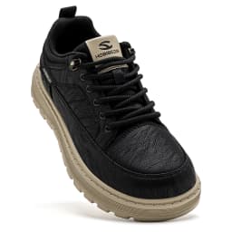 HOBIBEAR Men Wide Width Oxford Classic Artificial Leather Business Chunky-Heel Shoe Retro Lace-Up Casual Shoes