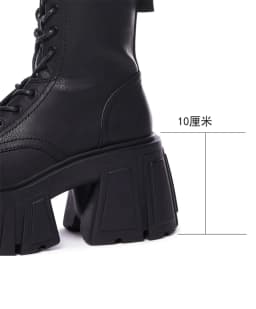 Women Chunky Platform Ankle Boots Gothic High Block Heel Lace Up Combat Boots Side Zipper Mid Calf Motorcycle Punk Shoes 2026
