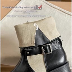 Retro PU Splicing Cowboy Mid-Calf Boots Women Folding Double Wear Wide Barrel Short Boots Thick Heel Square Head Knight Boots
