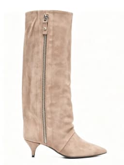 New Autumn and Winter Pointed Low Heel Knee High Women's Boots, Fashionable and Versatile Women's Mid Top Boots