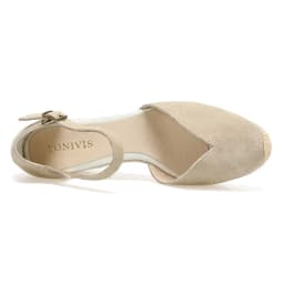 Wedge Heel Shoes Genuine Leather Women's Sandals with Ankle-wrap and 5-8cm for Ladies