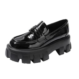 Genuine Leather Loafers Height-increasing Thick-Soled Plus-Size Women's Shoes Autumn British-Style Lace-up Small Leather Shoes