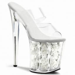 8 Inches High Heels Transparent Crystal Rose Flower 20cm Stiletto Slippers Exotic Platform Bride Dancing Shoes Japanese Girl New