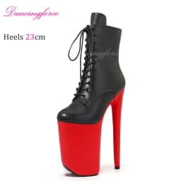 New Black Sexy 23Cm/9Inchs High Heels Platform Stripper Ankle Boots Knight Female High Pole Dance Shoes Women Fast Shipping