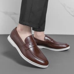 Men Casual Leather Shoes White Slip On Leather Loafers Men High Quality Party Social Leather Shoes Men's Office Business Shoes