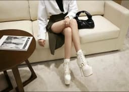 Sgesvier 2021 Women Winter Ankle Boots Stiletto Heels Boots Round Toe Gorgeous Black White Red Club Shoes Women Plus Size 48