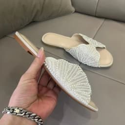 Black Beaded Butterfly Flat Women Sandals Open Toe Summer Slippers for Beach Casual Wear Fashion Ladies Slides Beach Shoes
