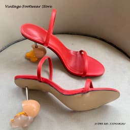 Novelty Egg Yolk High Heel Mules Elegant Round Open Toe Strange Style Heel Shoes Women's Summer Streetstyle Modern Slippers