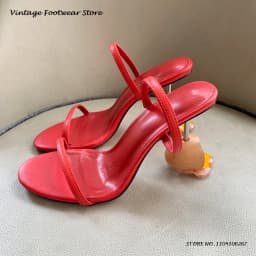 Novelty Egg Yolk High Heel Mules Elegant Round Open Toe Strange Style Heel Shoes Women's Summer Streetstyle Modern Slippers
