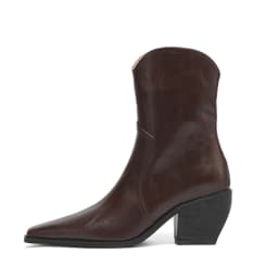 2025 New Trend Autumn Winter Women Split Leather High Block Heels Western Boots Black Brown Fashion Pointed Toe Slip-On Boots