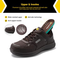 Fitville Extra Wide Toe Work Shoes Indestructable Steel Toe Protective Safety Shoes for Men Slip Resistant Comfortable Sneakers