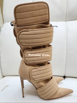 Pointed Multiple Broadband Connections Women's Mid-calf Boots Stilettos Spring And Autumn Style Retro Style Luxury Women's Shoes