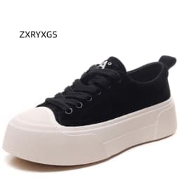 ZXRYXGS Frosted Cowhide Platform Shoes Height Increasing Sneakers 2026 New Lace-up Fashionable Versatile Casual Shoes for Women