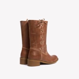 Brown chunky low heels bowknot leather high boots women's western causal dress cowboy long boot luxury designer soft shoes