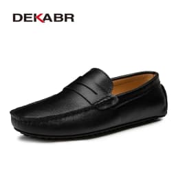DEKABR Big Size 38~49 Men Loafers Real Leather Fashion Boat Shoes Brand Mens Casual Leather Male Flat Shoes