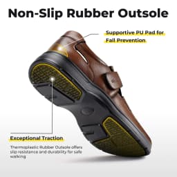 FitVille Men's Closed-Toe Sandals Wide Toe Leather Diabetic Shoes for Men Orthopedic Dress Sandal Velcro Straps Shock-Absorbing