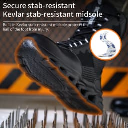 Mens Steel Toe Work Boots High Top Light Breathable Safety Shoes Anti-Smash Anti-Puncture Construction Boots Wear-Resisting Sole