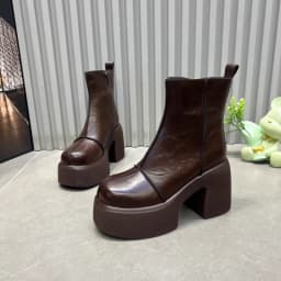 Women's Short Boots Thick Bottom Round Head Winter New Style Heightening Lightweight Shoes Small Short Boots for Short People