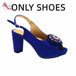 Buckle Strap Sandals Nigerian Women Shoes and Bag Set in Yellow Color with Shinning Crystal Italian Lady Shoes and Bag for Party