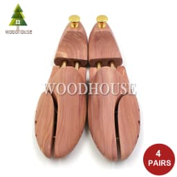 4-PACK Men's and Women's Twin Tube Adjustable Red Cedar Shoe Tree Wood Shoe Tree