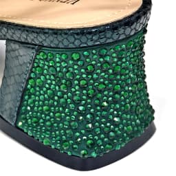 2026 Italian Elegant Green Large Size Women Heels Rhinestone Handbag Set For Wedding Party Bridal Evening Match Accessories