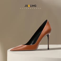 Temperament Pointed Wine Red High Heels Women's Soft Leather Single Shoes Shallow Mouth New Fashionable High Heels Single Shoes