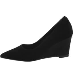 FHC Spring Sheepskin Leather Wedges Shallow Shoes,Women Pumps,High Heels,Slip On,Pointed Toe,Black,Dropship