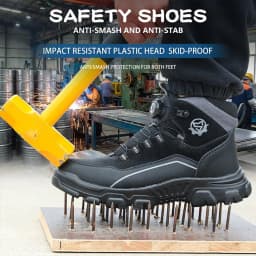 Lightweight Waterproof High Top Rotary Knob Safety Shoes Steel Toe Anti-smash Puncture Proof Work Boots For Construction Workers