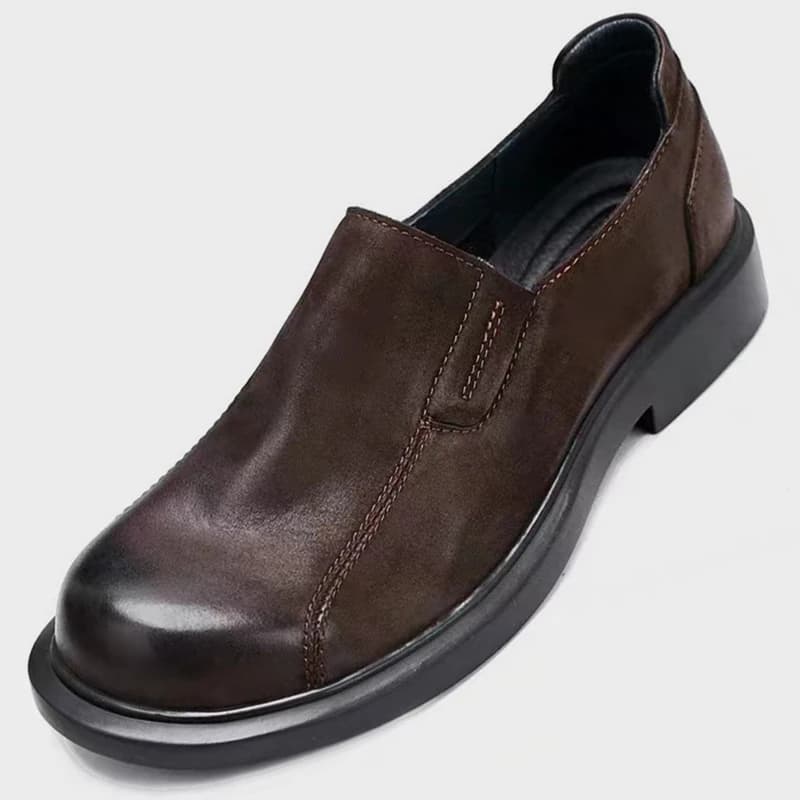 EAGSITY Grage A Cow leather Men's loafer shoes suede slip on work shoes street style casual boat shoes outdoor footwear sneaker