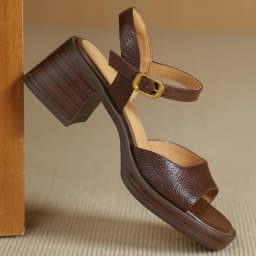Women's genuine leather ankle strap open toe sandals 6cm chunky heel platform female summer pumps heeled OL style daily shoes