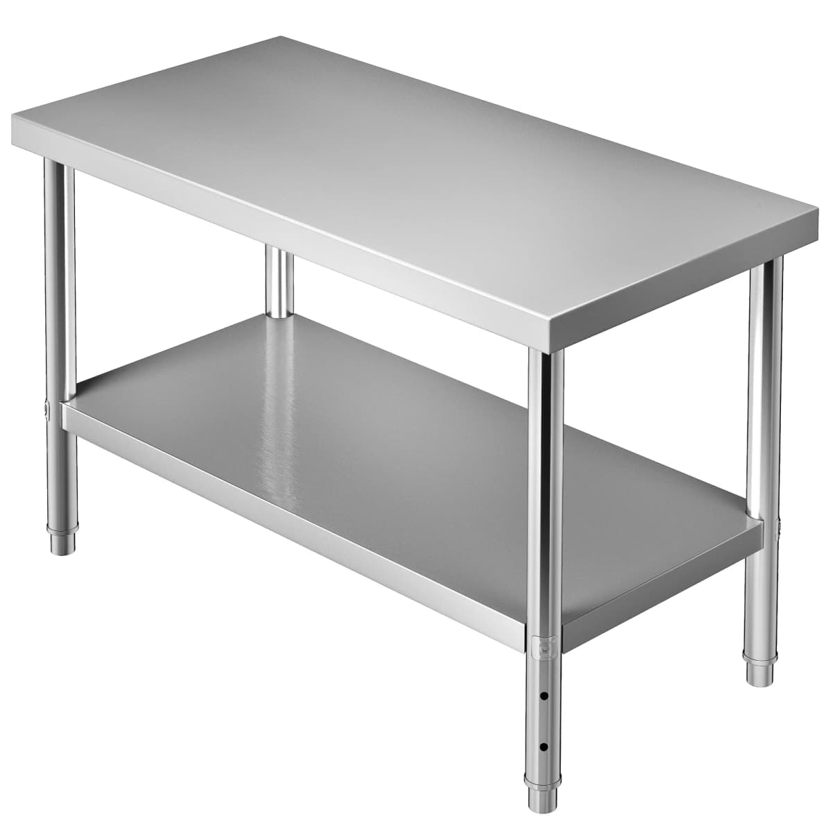 SucceBuy Stainless Steel Prep Table 550lbs Load Capacity Heavy Duty Metal Worktable with Adjustable Undershelf Workstation