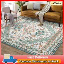 1.2x1.7m Vintage Rug Large Area Rug Non-Slip Non-Shedding Indoor Floor Rugs Low Pile Thin Rug for Bedroom Living Room Home Decor