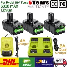 Bonacell For Ryobi 18V Li-ion Battery Adapter 6A For Ryobi 18V Replacement Battery Power Tool For P107 RB18L50 RB18L20 P108