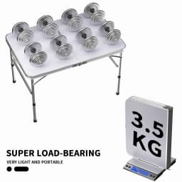 3FT/90cm Folding Table Lightweight Portable Camping Table, Non-Slip Rubber feet , Premium Quality Steel Aluminium Foldable Table