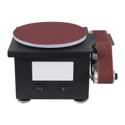 Small Contour Sand Belt Sander 7 Gears Disc Sanding Machine 3 Sandpaper 10pcs Belt For Metal, Stone DIY Woodworking