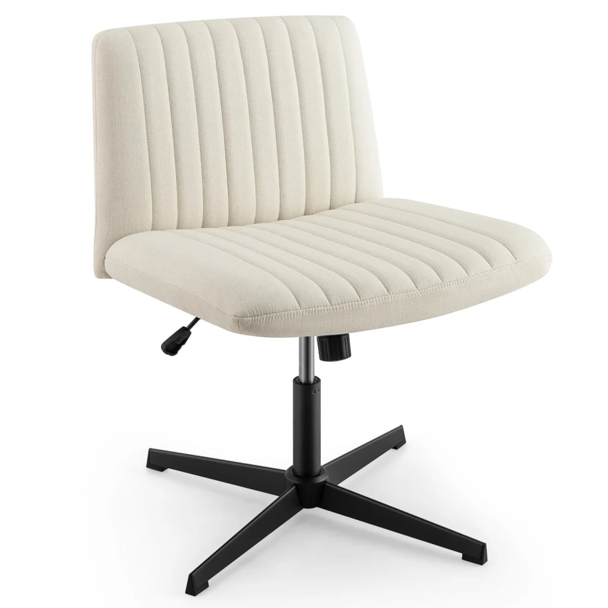 Seated chair, swivel chair without armrests, desk chair with wide seat, office chair with cross base