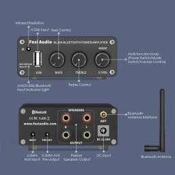 Fosi Audio BL20A Bluetooth TPA3116 Sound Power Amp 2.1CH 100W Mini HiFi Class D Amp Bass Treble With U-Disk Remote Control