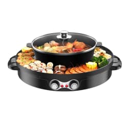 Hot Pot Electric Hotpot 2 In 1 Grill and Hotpot Multifunction Double Electric Pot BBQ Grill Pan for Family Dining and Parties