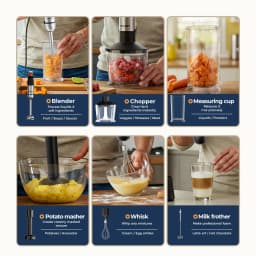 6-in-1 Electric Hand Held Stick Blender Multi-Purpose Immersion Hand Blender,Stainless Steel Blades,Home & Kitchen,MAX 1500W