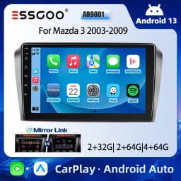 ESSGOO 9" For Mazda 3 2003-2009 Android 13 Auto Radio Wireless Carpaly GPS Stereo Navigation BT WIFI Car Multimedia Video Player