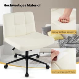 Office chair without armrests, desk chair with wide seat, computer chair with roller & rocking function, swivel chair