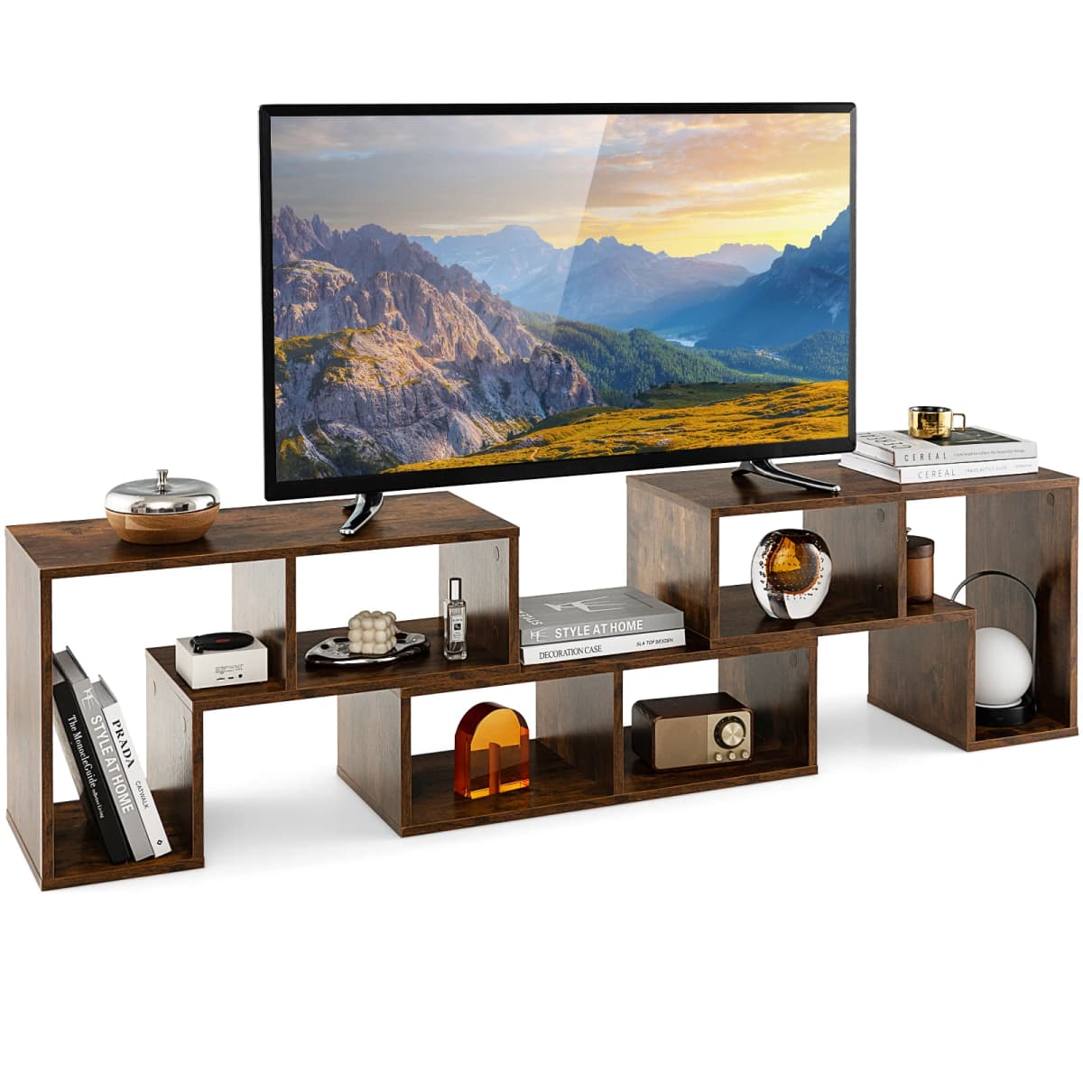 TV wardrobe Wood 3-Piece Free Combinable TV table for TVs up to 65 "Corner Shelf Extendable TV Lowboard TV wardrobe