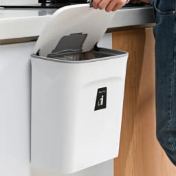 9L Hanging Trash Can Sliding Lid Trash Can Wall-mounted Garbage Basket Cabinet Dustbin for Home Kitchen Bedroom