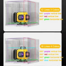 16 Lines 4D Laser Level Remote Control Green Red Purple Blue 4 Colors Beam 360° Horizontal & Vertical Powerful Lines Laser Leve