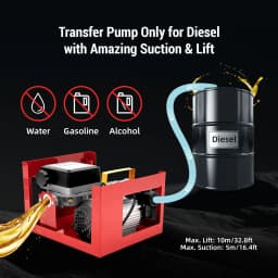 Diesel Transfer Pump 550W 60L/Min 2800RPM Self Priming Fuel Pump with Flow Meter Nozzle for Vehicle Workshop Farm Tractor Refueling
