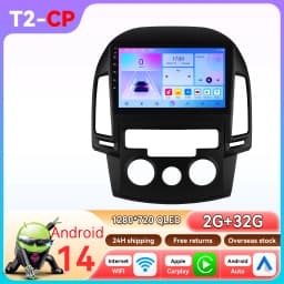 Hizpo 2Din 9inch Android14 Car Radio for Hyundai i30 AT MT 2006 - 2011 SWC BT 4G DSP RDS GPS Snapdragon 6115 Auto CarPlay